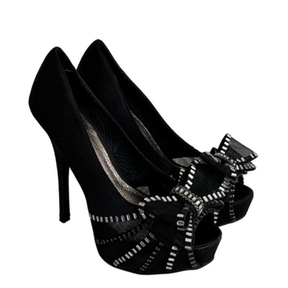 Women's Zigi Soho Black Platform Peep Toe Sheer Sexy Supreme Pumps 6.5